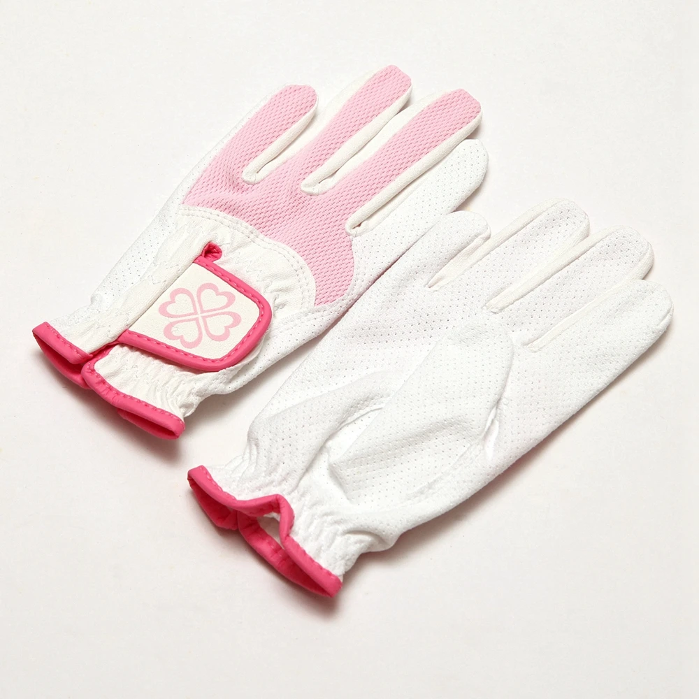 A Pair of Kid Golf Gloves Plam Janpanese PU Dorsum Punching Mesh Golf Glove