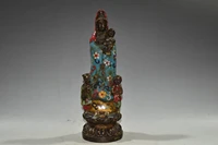 10chinese folk collection old bronze cloisonne enamel give off guanyin bodhisattva standing buddha ornaments town house exorcism