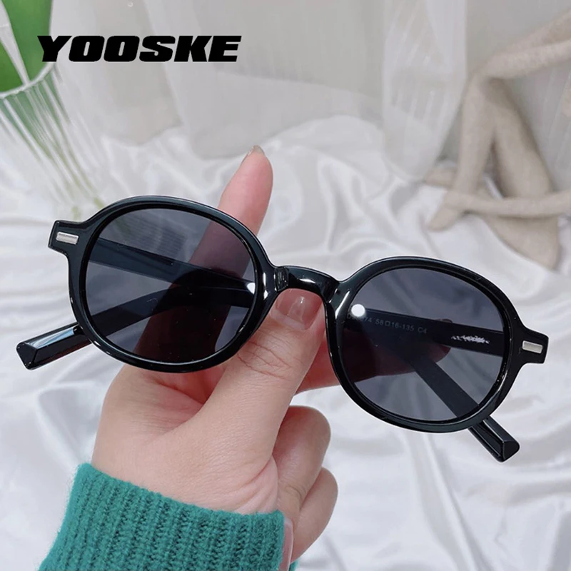 

YOOSKE Small Round Sunglasses Women Luxury Brand Designer Vintage Oval Sun Glasses Men Gray Pink Goggles Shades UV400