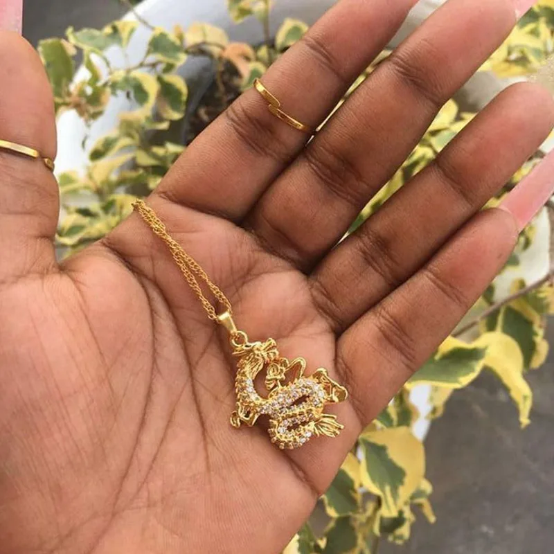 Ожерелье с подвеской в виде дракона женское цепочка из нержавеющей стали под