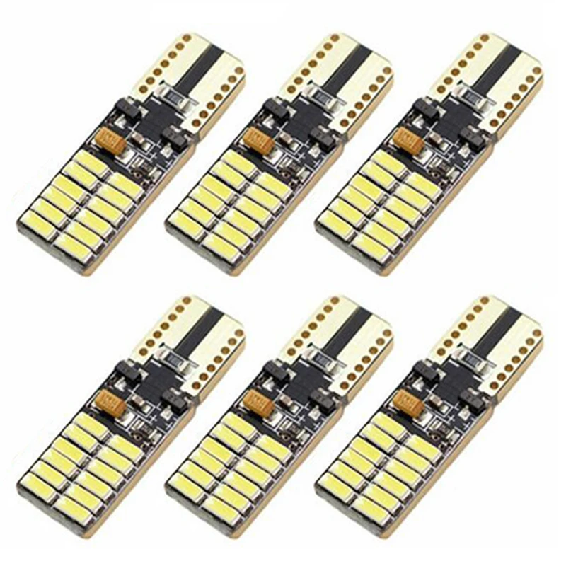 

6pcs T10 LED Lights Bulb 6000K White Error Free W5W Car Accessories Parking Light 4014 24SMD For Mercedes W204 5W DC12-24V