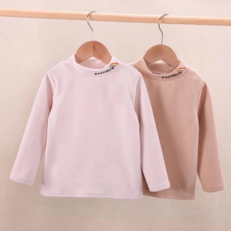 

Autumn and Winter High-Neck Cotton Bottoming Shirt For Boys and Girls Long-Sleeved Solid Color Cute Baby One-Piece Top