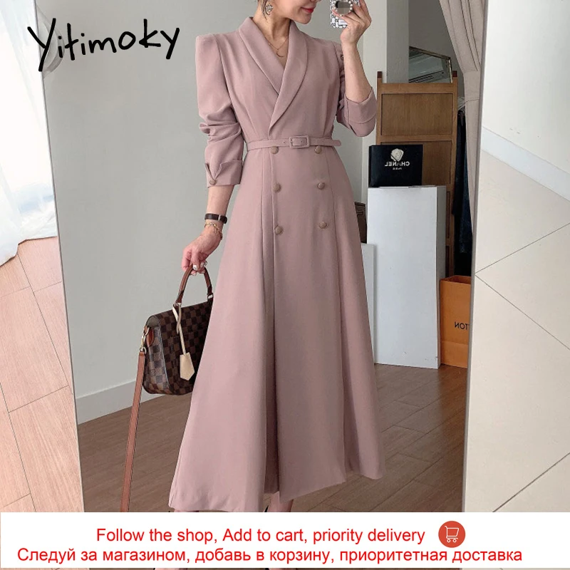 

Yitimoky Vintage Dresses Women Button Up Sashes Half Sleeve Notched Double Breasted Midi Dress New Spring Casual Fashion White