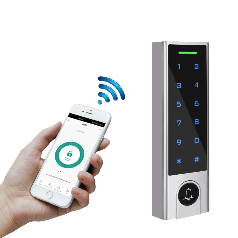 

Водонепроницаемая сенсорная клавиатура Pasword Reader Bluetooth с дверным звонком RFID кардридер контроль доступа как цифровой дверной замок
