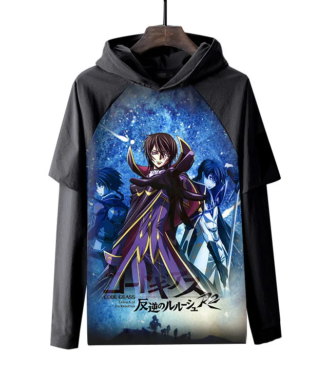 

Code Geass: Lelouch of the Rebellion Cosplay Hoodie Long Sleeves Hooded Shirt Black Print Pullover Tops