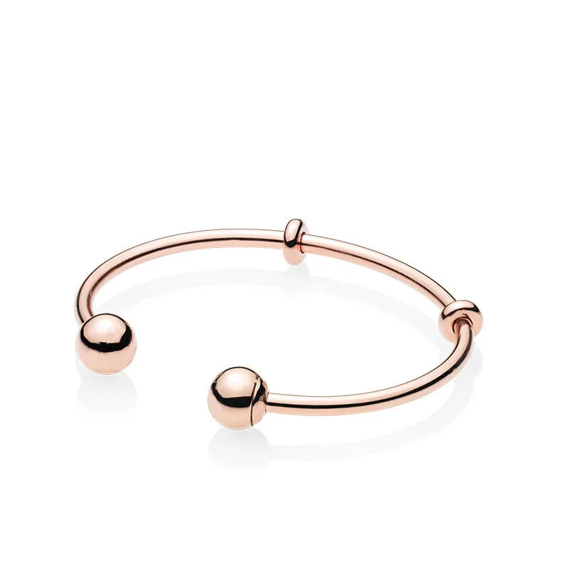 

Real 925 Sterling Silver Fit Original Pan Moments Open Bangles DIY Beads Charm Beads Bracelet For Women Jewelry Gift