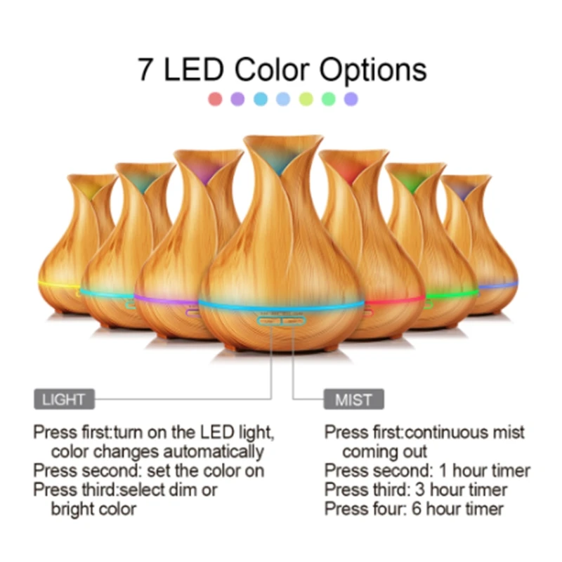 Ультразвуковой увлажнитель воздуха USB 400 мл диффузор эфирного масла лампа для