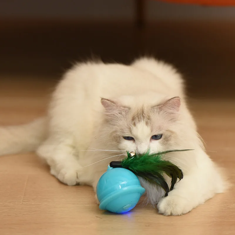 

Electric Rotating Ball Cat Toy Kitten Interactive Feather Bell Toys for Cat USB Rechargeable Smart self Pet Teaser Cat Toy Balls