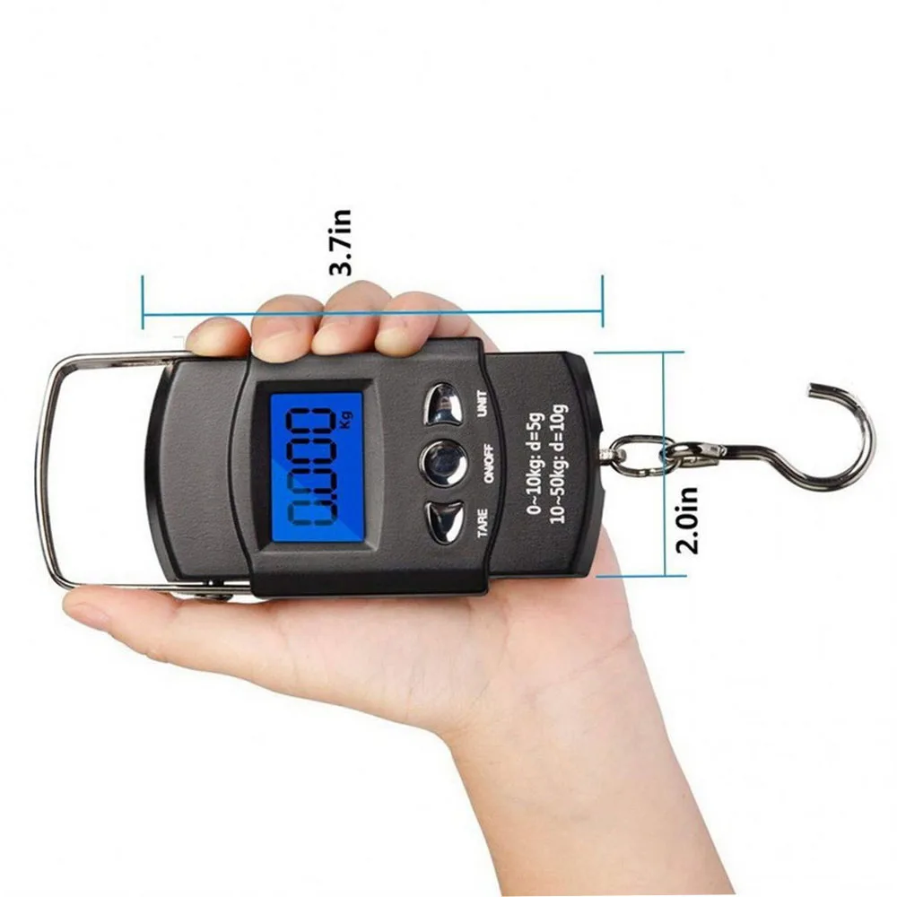 

NEW 50KG/10g Mini Electronic Portable Digital Scale LCD Display Suitcase Travel Handheld Weighing Hanging Scale Fishing Balance
