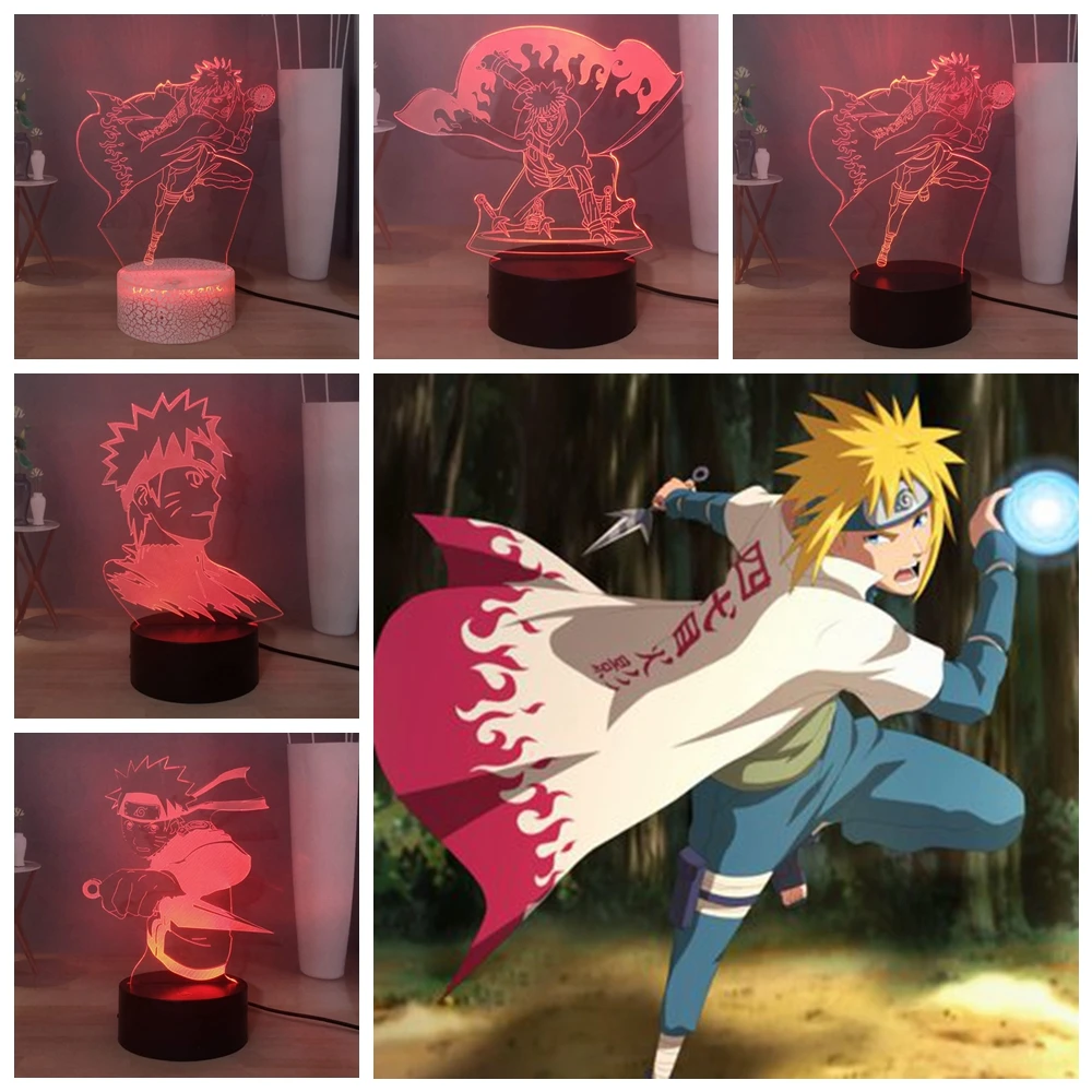 Наруто манга светодиодный ночник Kakashi Sasuke Plug-in Touch настольная лампа 3D спальная для