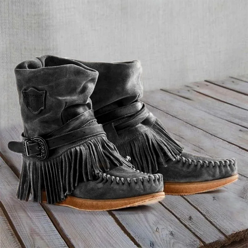 Laamei Women Boots Winter Boots Women Ankle Boots Female Winter Shoes Women Retro Suede Ladies Boots Botas Mujer Bota Women Boot - Цвет: Black