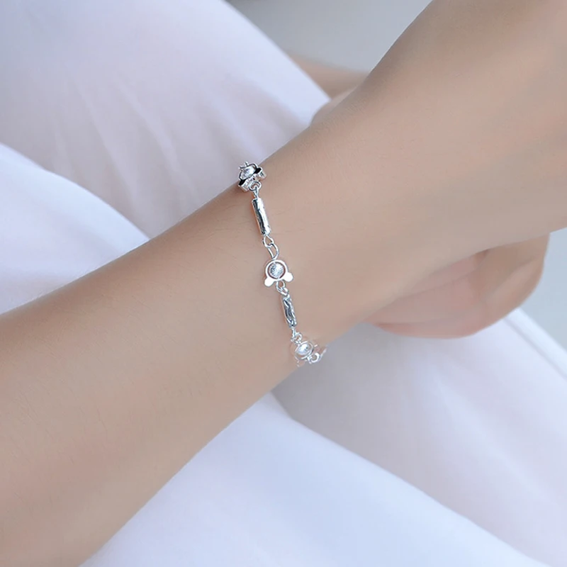 Женский браслет из серебра 925 пробы с круглыми цепочками Микки Мауса | Украшения и