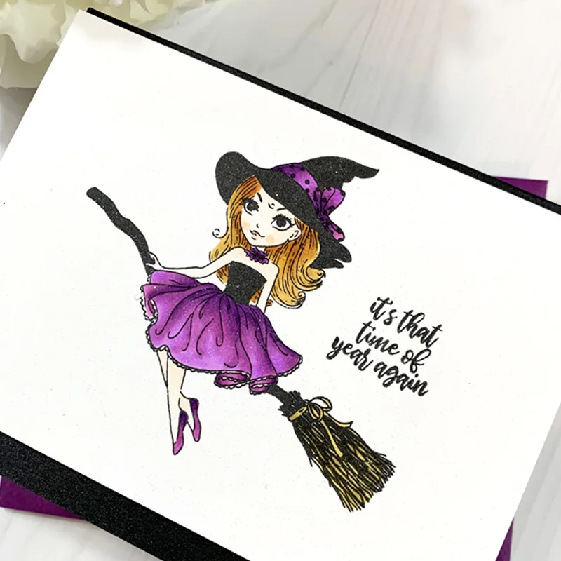 Прозрачные штампы для девочек на Хэллоуин скрапбукинга изготовления открыток