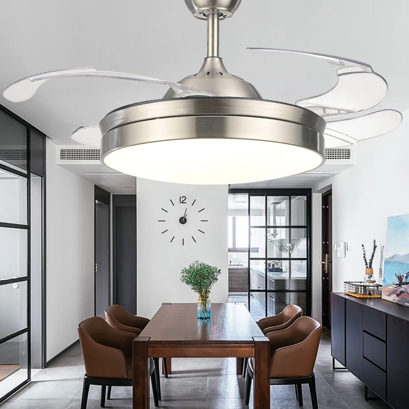 Современные Невидимый акриловый лист Led потолочные вентиляторы белый/черный