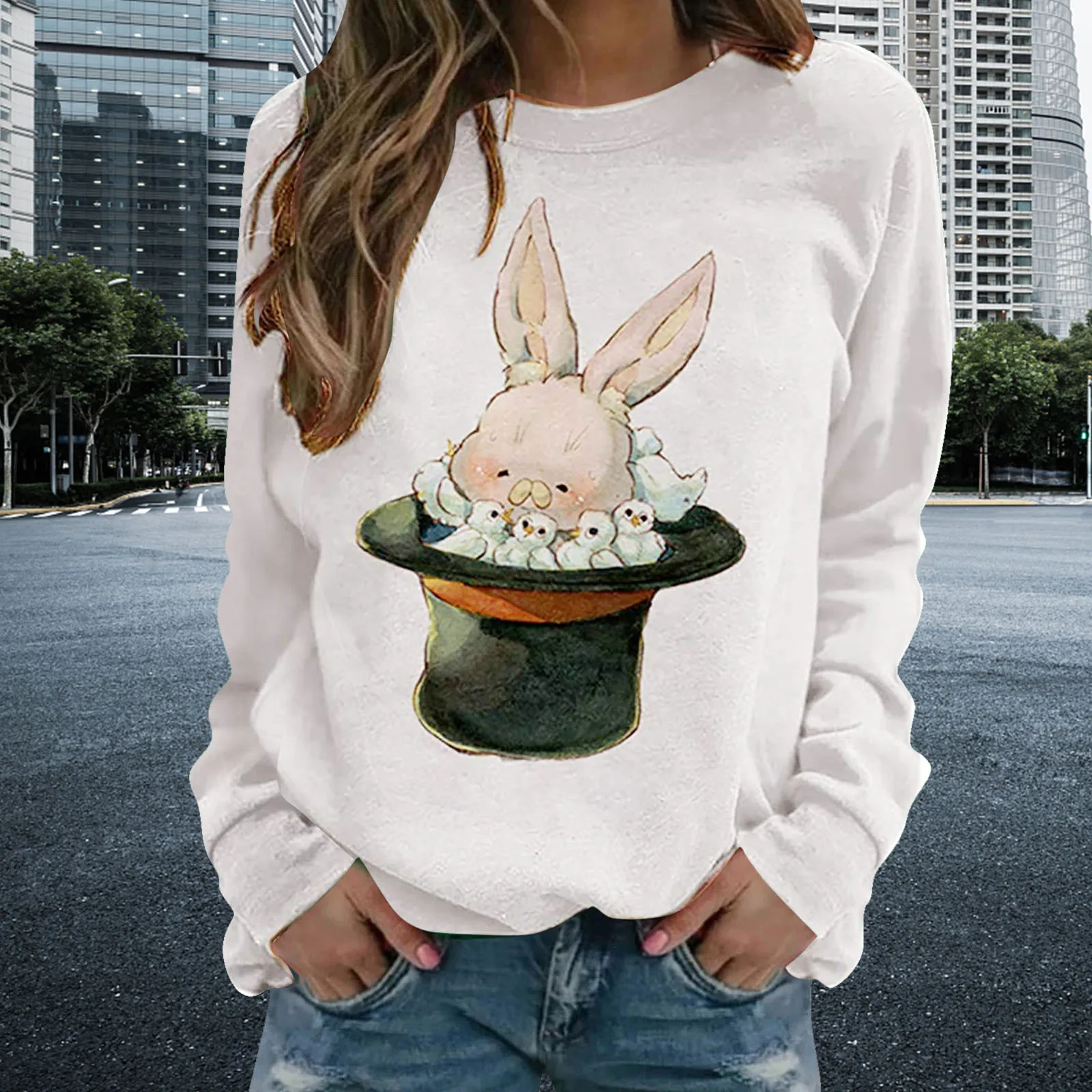 

Women's Casual Print Sweatshirts Blouse Thermal Crewneck Long Sleeve Shirts Loose Oversized Shirt Top Рубашка Женская 2021 R5