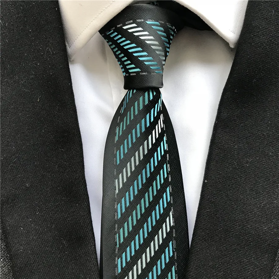 

2022 Men's Ties Jacquard Woven Neck Tie Designer Panel Neckties Black Border with Blue White Diagonal Stripes Gravata