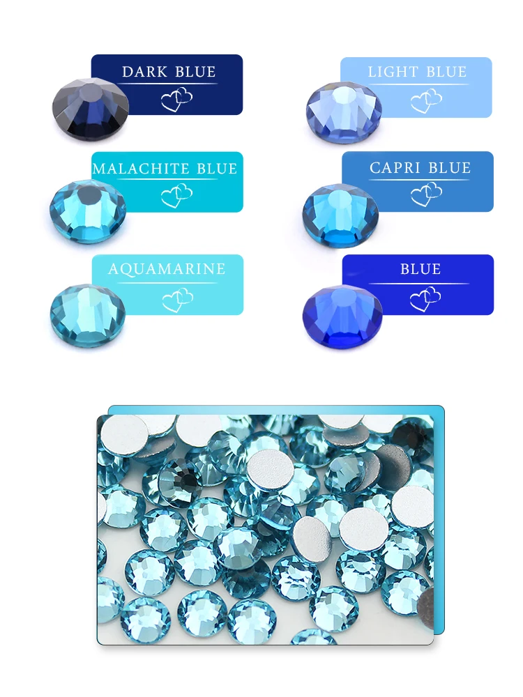YL нейл арта Аквамарин Стразы SS3 SS34 из хрустального стекла для пошива и ткань