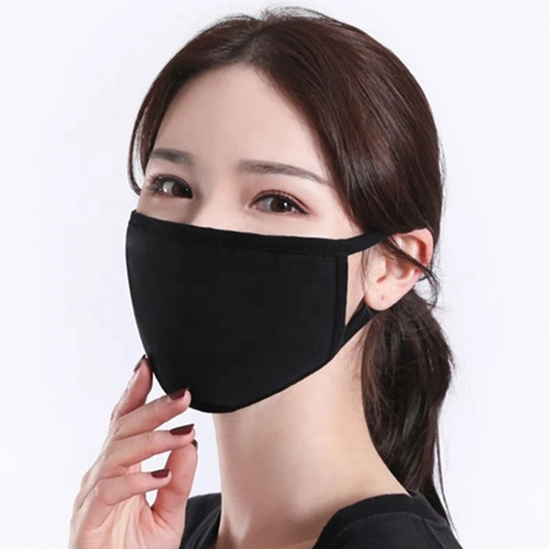 

Unisex Cotton Cloth Face Mask Washable 100% Reusable Cover for Dust Protection Black Fashion Outdoor