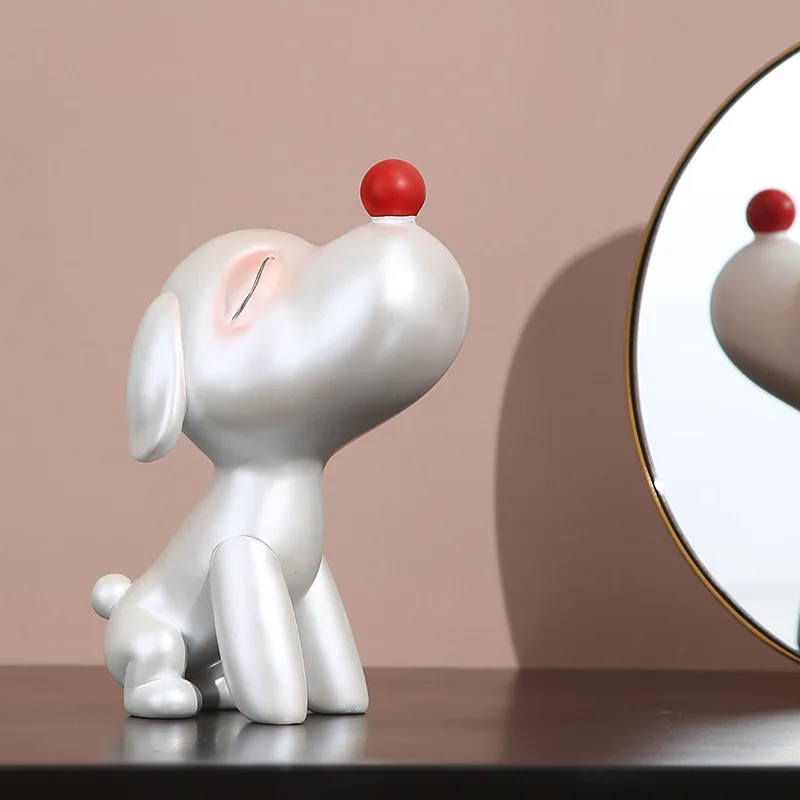 Креативное украшение в виде собаки с красным носом из смолы животного для дома