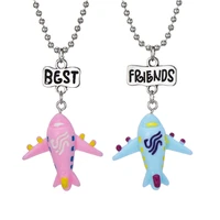 children cartoon aircraft necklaces pendants cute mini gold colorful air plane necklace for women best friends jewelry gifts