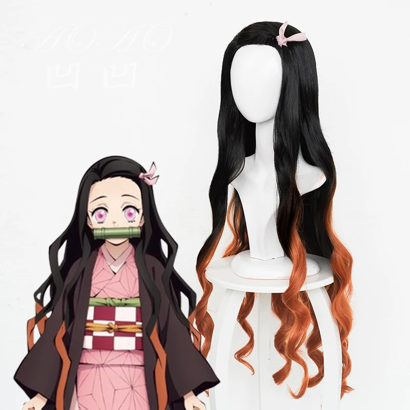 100 см/39 &quotАниме демон убийца: Kimetsu без Yaiba камадо Nezuko cos длинные волосы черного
