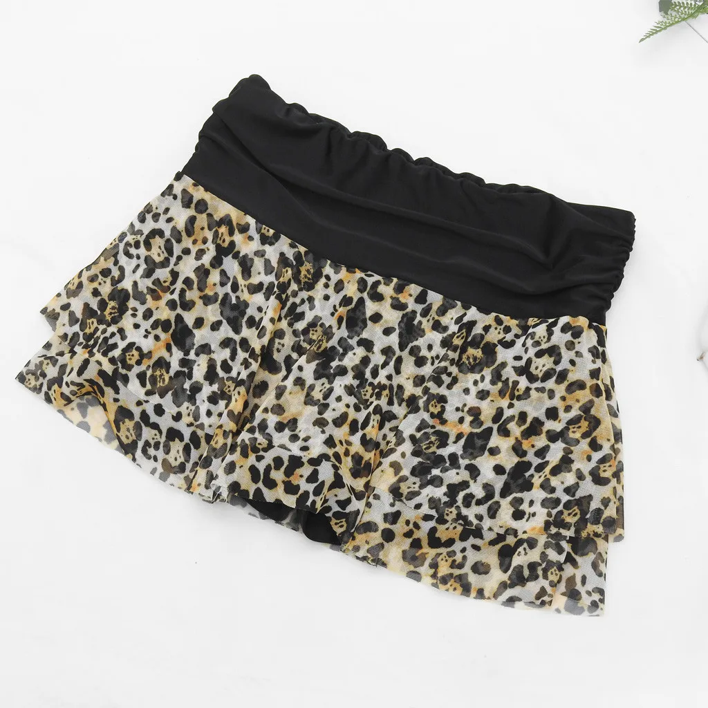 Сексуальное леопардовое Сетчатое бикини с юбкой летнее нижнее белье размера