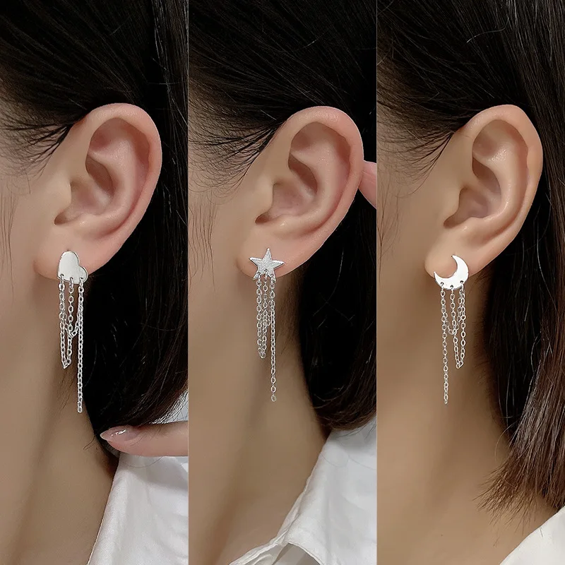 

Серьги-подвески женские из серебра 925 пробы со звездами и Луной