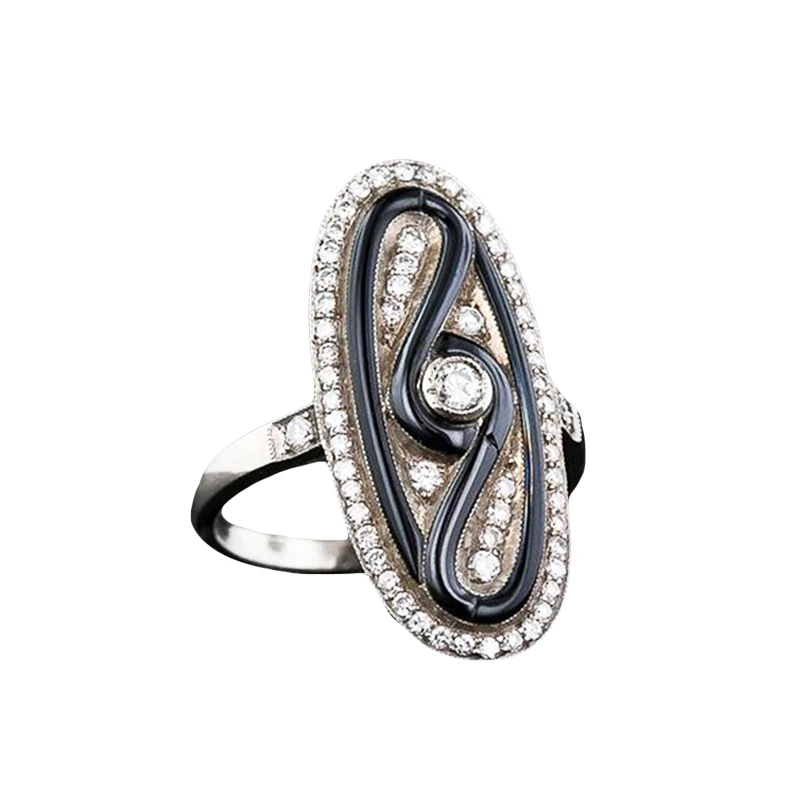 

2020 new Vintage Little Rhinestone Encircle Rings For Women Silver Color Long Style Design Ring Luxury Wedding Jewelry 03T745