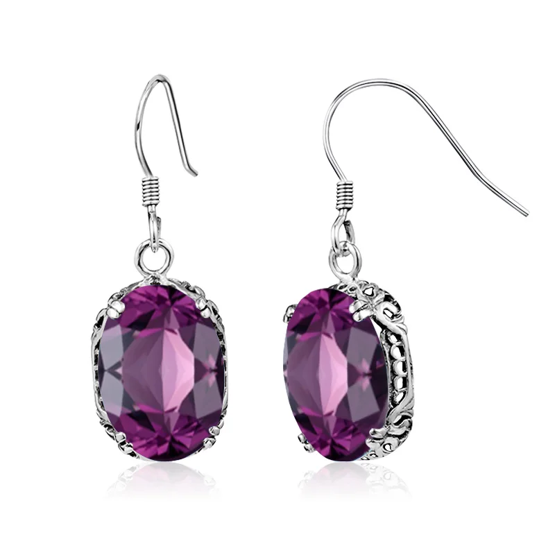 Натуральный Аметист Серьги 925 стерлингового серебра серьги для женщин в