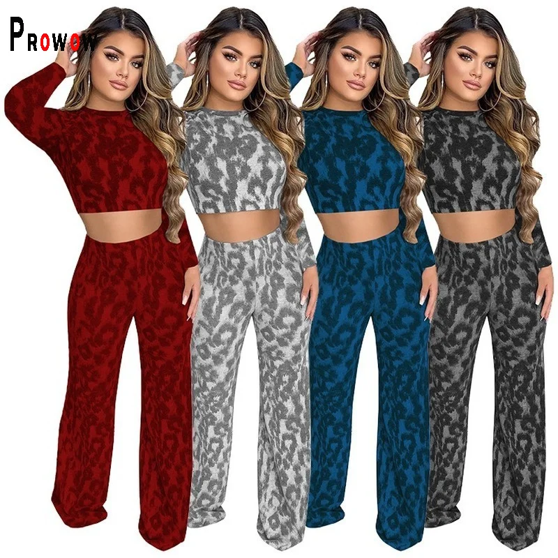 

Комплект женский из двух предметов с широкими штанинами, Леопардовый, весна-осень, клубный, 2021