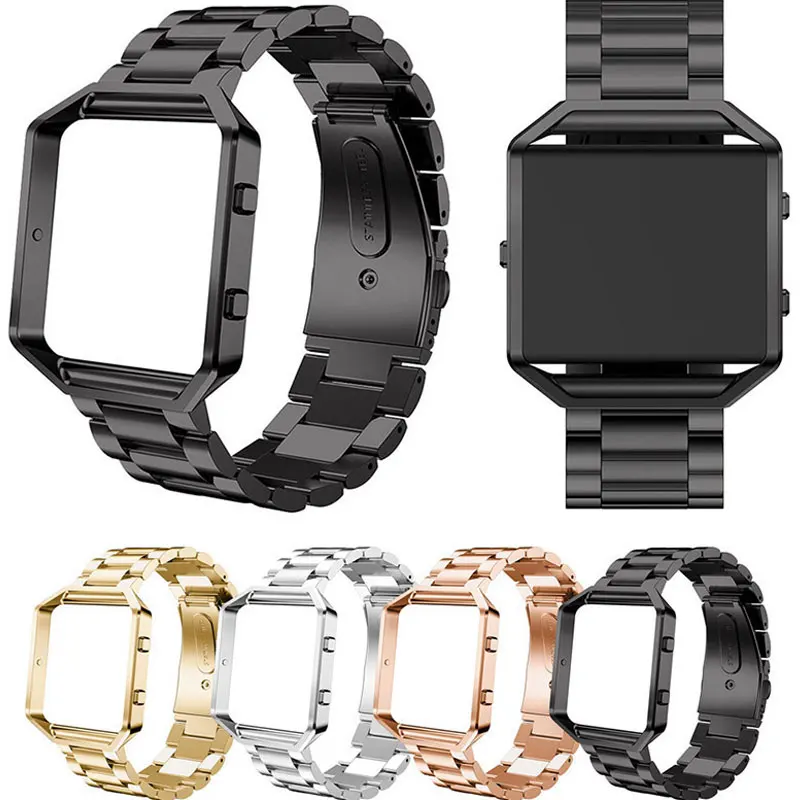 

Stainless Steel Metal Strap For Fitbit Blaze Smart Watch Band Replacement Bracelet With Frame Strap Accessories For Fitbit Blaze