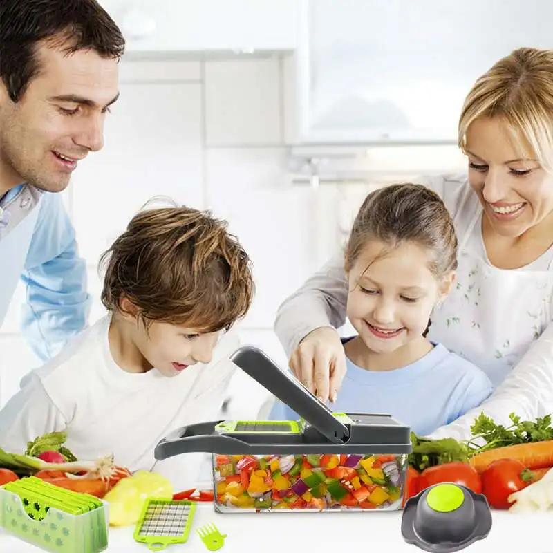 

Multifunction Vegetable Cutter Fruit Slicer Grater Shredders Drain Basket Slicers 12 In 1 Gadgets Kitchen Accessories