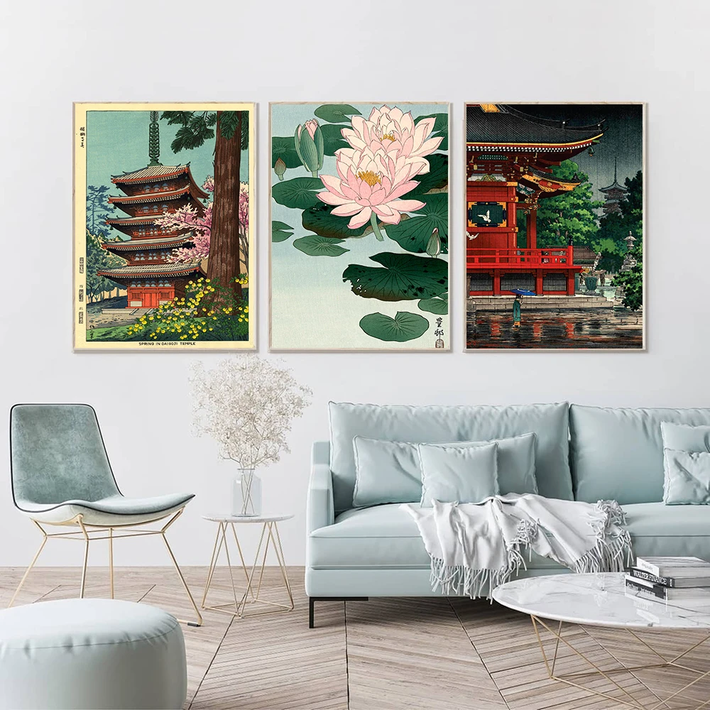 Японские постеры и принты в стиле дождя Асакуса Кеннон хоста Япония обзор весна