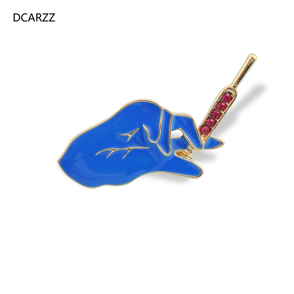 DCARZZ медицины эмалированная брошь на булавке милый синий и красный цвета белые