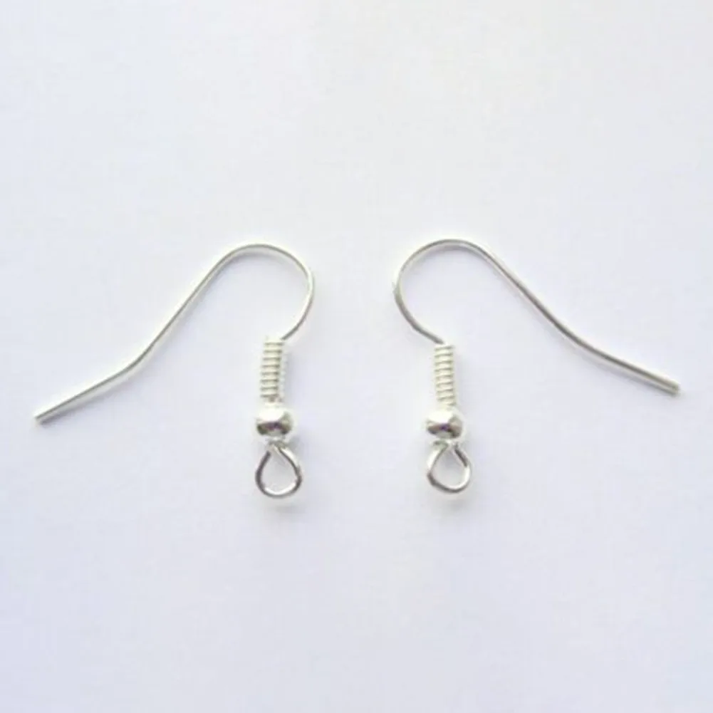 

Ear Wire Fish Hook Earring Hooks Bead & Spring 18mm Findings 100 Pcs Silver Plated Earring Hooks For DIY Craft