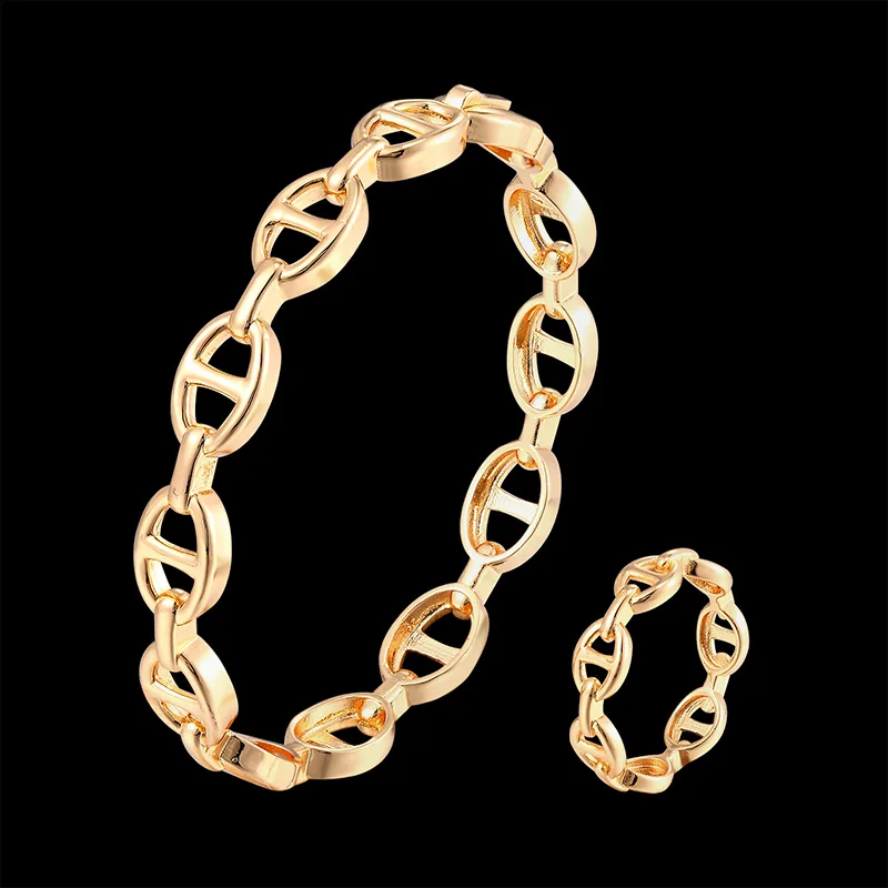 

Медный браслет и кольцо Vankeliif, Женский комплект ювелирных изделий, равномерно разделенный овальный, комбинированная популярная бижутерия, лучший подарок