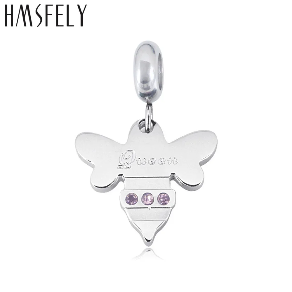 HMSFELY модные титановая сталь Кристаллы пчела Подвеска для браслетов или бус