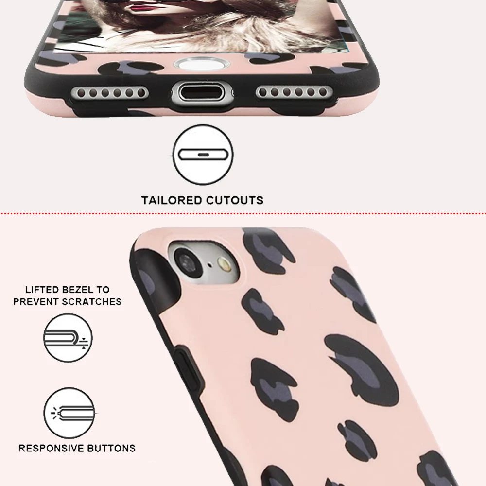 Женский милый Леопардовый Защитный чехол для экрана 360 дюйма телефона iPhone Xr X Xs Max 7