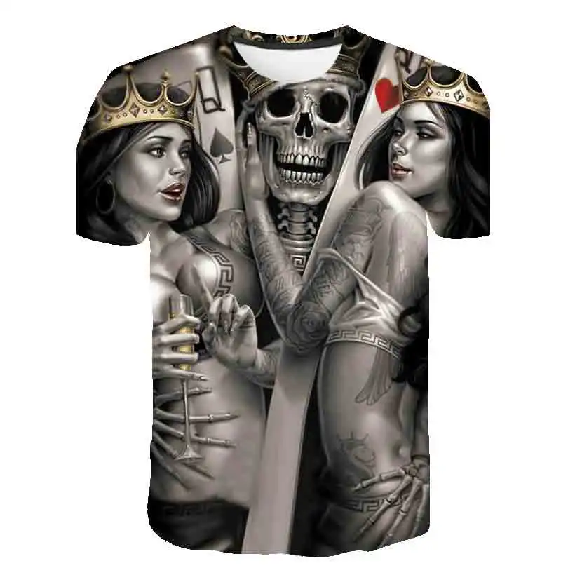 

Super nice new horror skull print 3D T-shirt boy short-sleeved T-shirt Homme white design T-shirt top boy summer top Drop Ship
