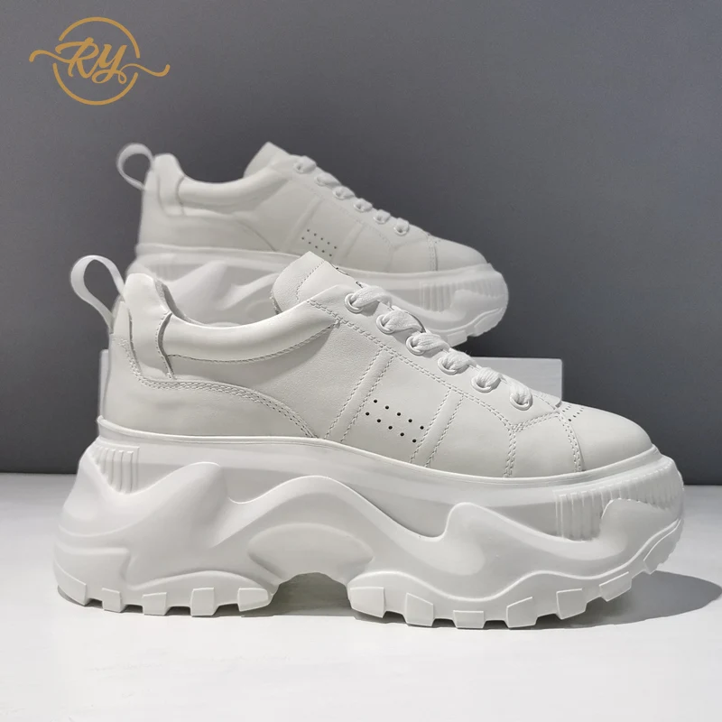 

RY-RELAA European women shoes GENUINE LEATHER shoes for women sneakers 2021springtime new style white shoes INS platform sneaker
