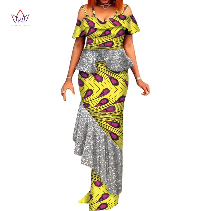 Summer Maxi Sequins Dresses Dashiki Sexy African Dresses for Women Vestidos African Clothing Plus Size Party Dresses WY6274