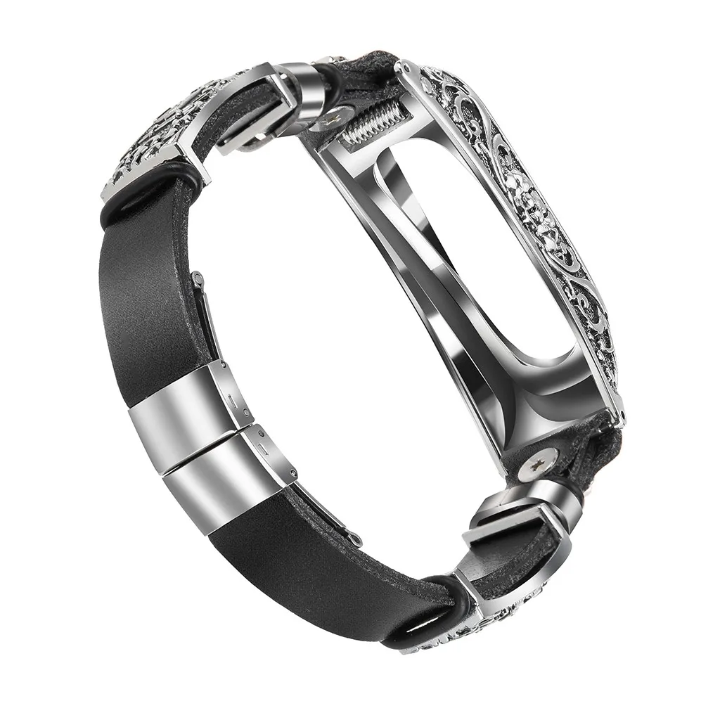 

Replacement Leather Wristband Band Strap+ Metal Case For Xiaomi Mi Band 4/3 Smart Electronics 2020 Hot