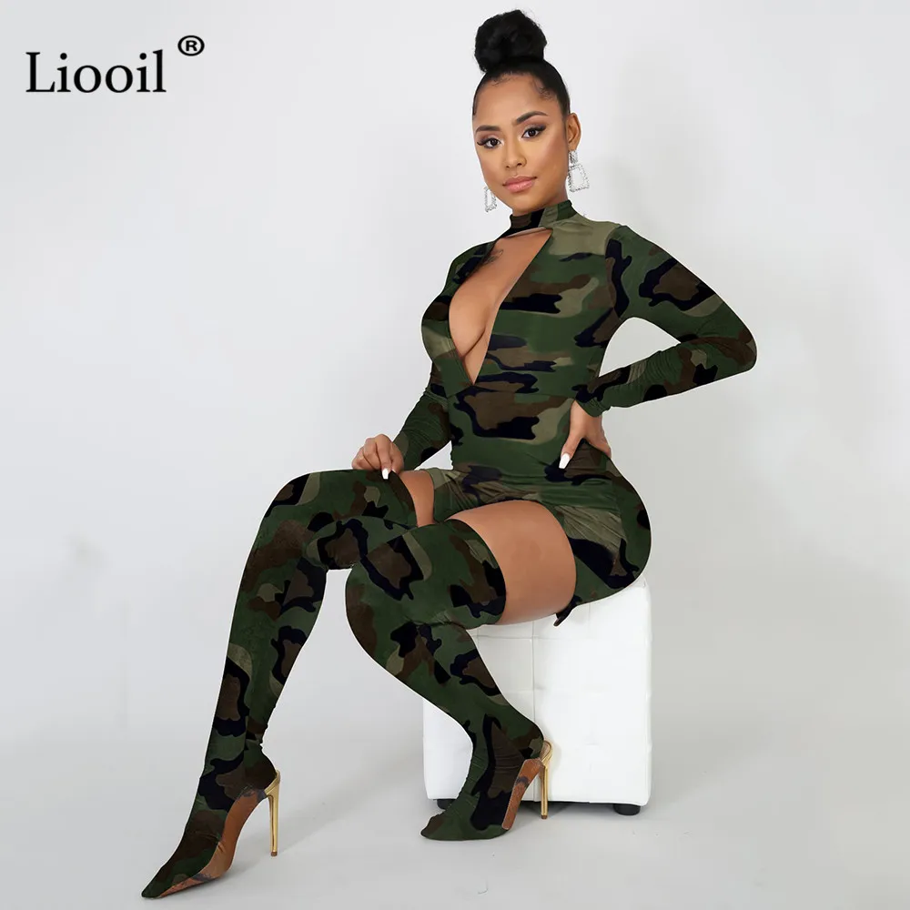 Liooil, камуфляжный принт со змеиным принтом, комплект из 2 предметов, облегающее мини-платье, сексуальная клубная одежда, асимметричные облегающие платья с v-образным вырезом, женские вечерние платья