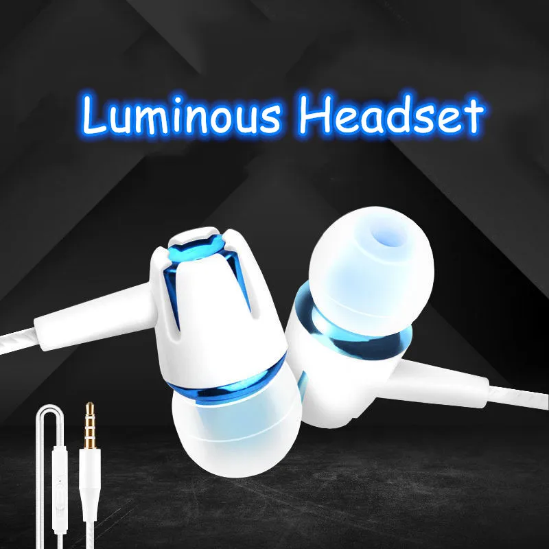 Светящиеся наушники с разъемом 3 5 мм проводные светящиеся микрофоном и
