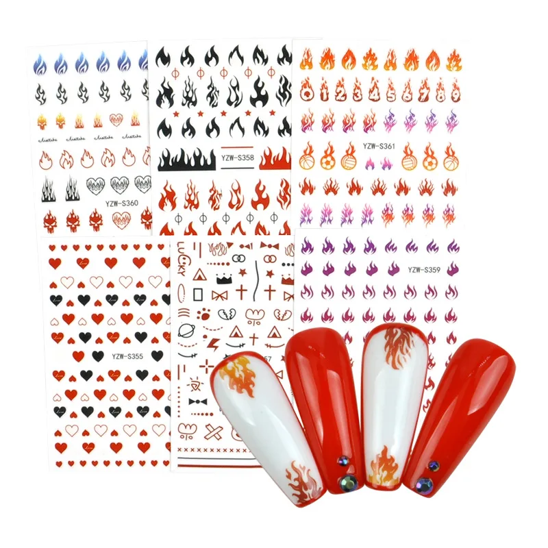 

Valentine's Day Love Nail Sticker Winter Flame Nail Sticker Rainbow Flower Children's Direct Nail Art Sticker Lover Letter Cute