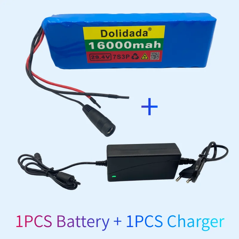 

24V Battery 7S3P 29.4V 16Ah Li-ion Battery Pack with 20A Balanced BMS for Electric Bicycle Scooter Power Wheelchair +2A Charger