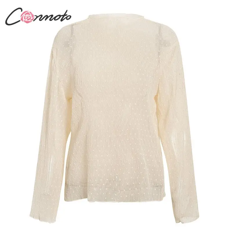 Conmoto с рюшами прозрачная блузка черепашкой Женская Зимняя Блузка 2019 рубашка