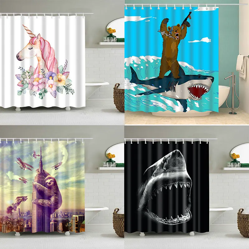 Водонепроницаемая шторка для душа в ванную комнату Полиэстеровая моющаяся