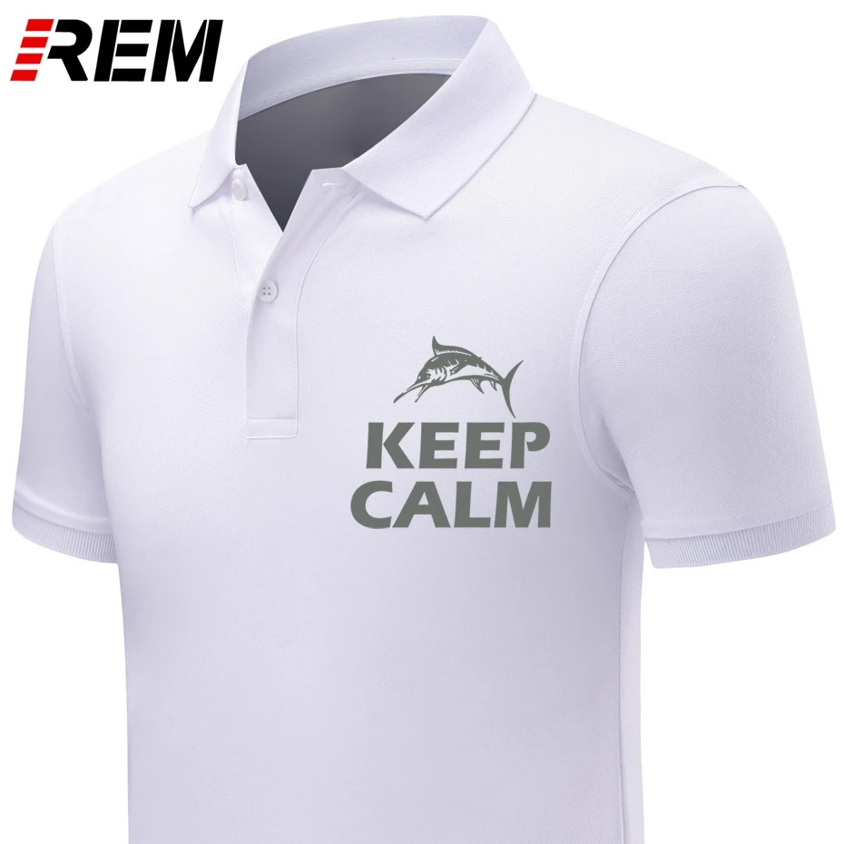 mens polos shirt New Fishinger Shirt Men Summer Keep Calm And Go Fish shirts Cotton Short Sleeve Funny Gift polo-shirts | Мужская одежда
