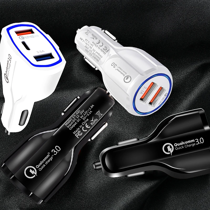 USB Car Charger Quick Charge 3.0 2.0 Type C Mobile Phone 3 Port Fast for Samsung Xiaomi Tablet | Мобильные телефоны и